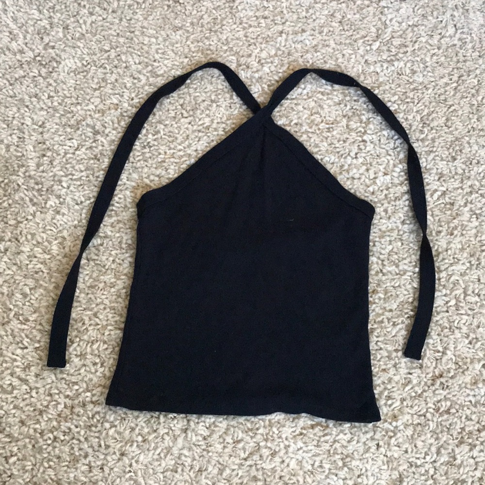 Halter black crop top size XS